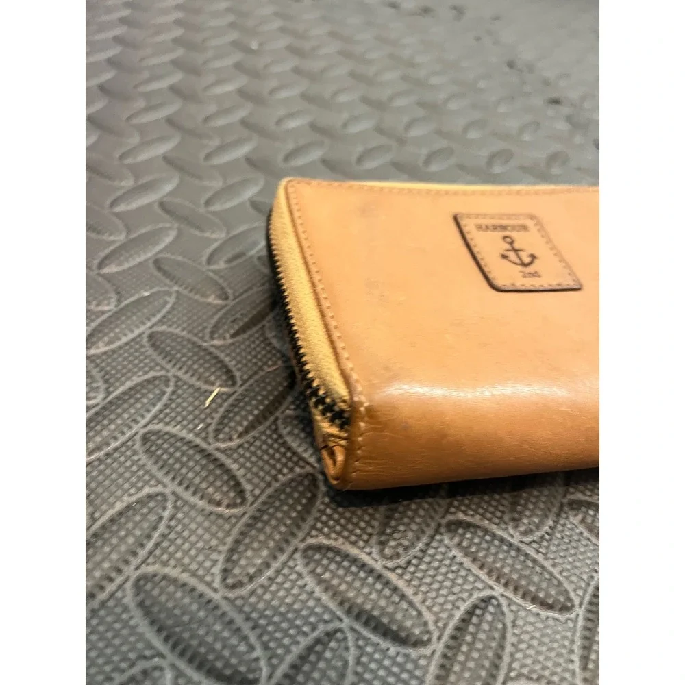 Harbour 2nd Wallet Womens OS Tan Leather Woven Zip Bifold Anchor Logo